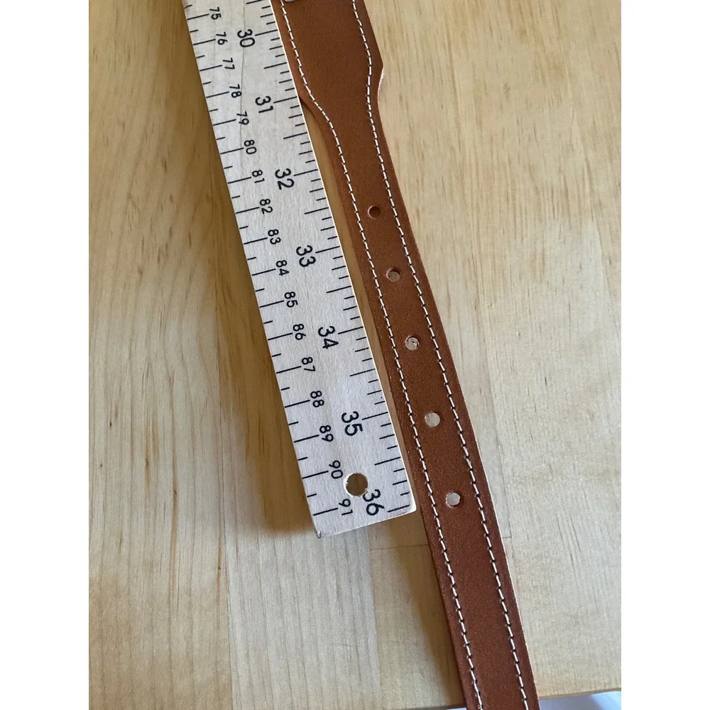 Tan Leather Southwestern Concho Belt Silver Tone Buffalo Thunderbird Sun Size 34